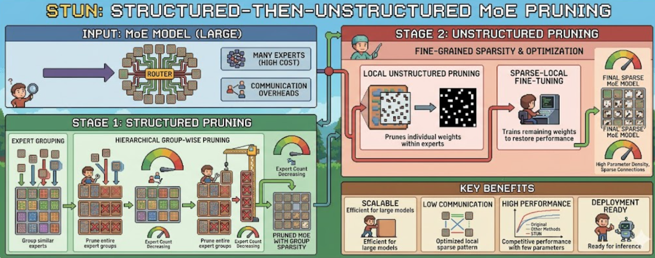 STUN - Structured-Then-Unstructured Pruning for Scalable MoE Pruning